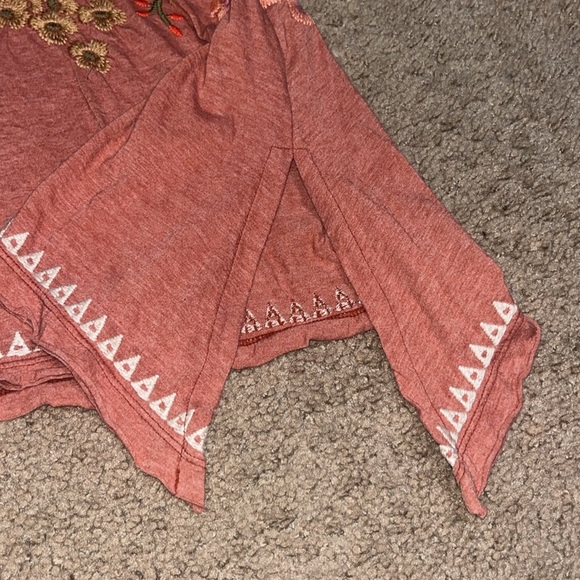 Johnny Was JWLA Embroidered Floral Scoop Neck Relaxed Tunic Tee Shirt Rust L - Picture 6 of 9